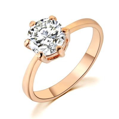 China Hot Sales Cute Diamond Fashion Jewelry Fashion Big Diamond Engagement Ring, 18K Gold Plated Wedding Rings for sale