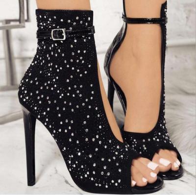 China D'Orsay Pumps 2021 Fish Mouth All-match Buckle Belt Rhinestone New Fashion High Heel OL Women Stiletto Sandals for sale