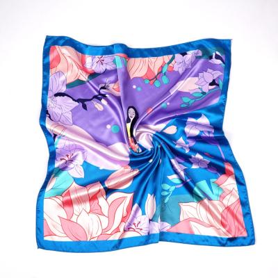 China Square changed one hundred kinds of emulation silk scarves brand advertisement printing tie-in decoration satin small square scarf shawl for sale