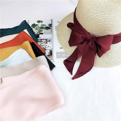 China Shortly 2021 Women's Silk Scarf Spring New Solid Color Scarf Small And Autumn All-Match Ribbon Headband Fashion Small Silk Scarf for sale