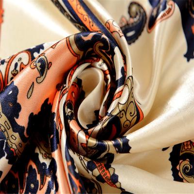 China 2021 Silk New Fashion Spring And Summer Cashew Large Flower Pattern Ladies Square Scarf for sale