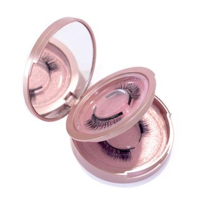 China New Fashion Mirror Natural Eyelash Case Custom Eyelash Wrap Around Strip Full Lashes 3D Mink False Eyelashes for sale