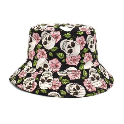 China High Quality Customized Casual Cotton Hat New Skull Printing Bucket Hat for sale