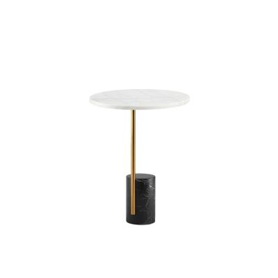 China Multi-fuction Luxury Gold Stainless Steel Metal Nordic Modern Marble Wooden Legs Round Marble Low Coffee Table for sale