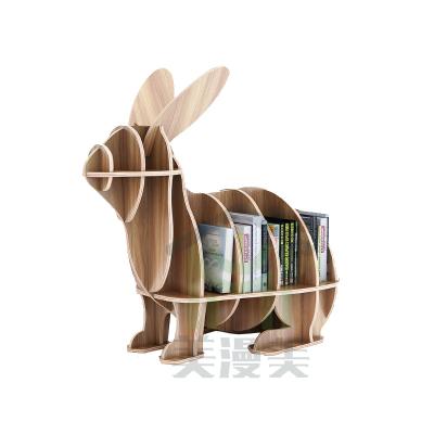 China Modern creative children's shelf animal RABBIT modeling floor decoration school picture book decoration bookshelf shelf table for sale