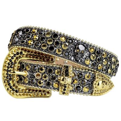 China Clothing Accessories 2022 Luxury Leather Belt Skull PU Western Cowboy Studded Rhinestone Belts Men Bling Crystal Belt For Women Mens Unisex for sale