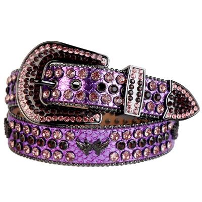 China Clothing Accessories New Style Belt Women PU Bling Belts Buckles Custom Fashion Cheap Western Cowboy Studded Rhinestone Belt For Men for sale