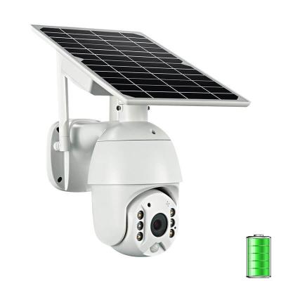 China NIGHT VISION 4G 3G Dome Solar Powered Camera H.265 Outdoor PTZ Security Camera with Rechargeable Battery wifi Camera 1080P AI Motion Detection for sale