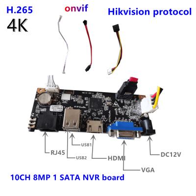 China UNV OEM brand 8ch 9ch 10ch 8mp compatible nvr module motherboard hikvision protocol apply to uniview 4k protocol nvr panel 10ch nvr for sale