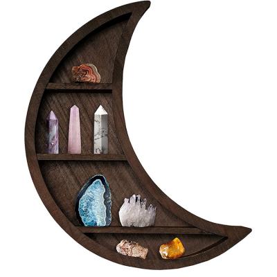 China European Market Best Selling Small Home Furniture Wall Decor Display Decoration Half Moon Shape Wooden Wall Shelf Home Decor Storage Elegant for sale