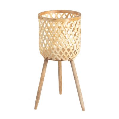 China European market best-selling furniture display view small home decoration garden use flower basket plant rack stylish home rattan woven pots rack for sale