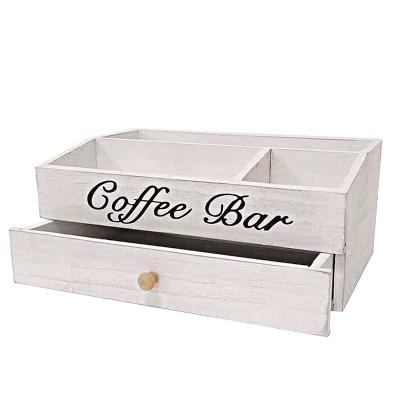 China Best-selling Market Small Home Furniture Wooden Coffee Cup Station Organizer Viable American Decoration Storage Box for sale