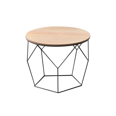 China European Market Best Selling Small Home Furniture Meeting Decoration Elegant Home Venue Furniture Wooden Round Steel Round Coffee Table Size 40*40cm for sale