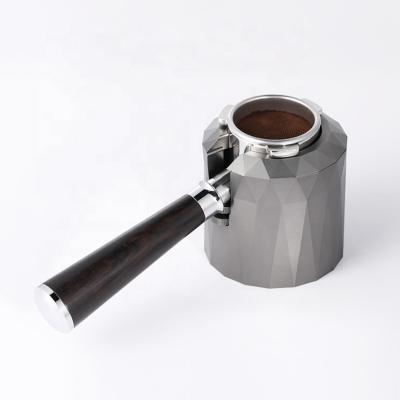 China 2021 hot sale adjustable anodized aluminum coffee portafilter holder and coffee tamper base viable for sale