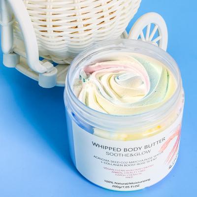 China Best Private Label Moisturizer Private Label Vegan Ice Cream Natural Organic Body Butter Whiten Rainbow Whipped Body Butter for sale