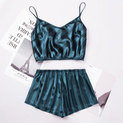 China 2021 Hot Sale Sleeveless Two Piece Suit Silk QUICK DRY Plus Size Sleepwear Short Sleep Wear for sale