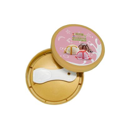 China Custom Single Wall Logo IML Lid Ice Cream Yogurt Plastic Lid With Spoon For Paper Cup for sale