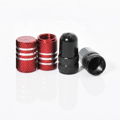 China Universal Car Accessories Aluminum Round Red Black Car Tire Valve Stems Caps To Cover for sale