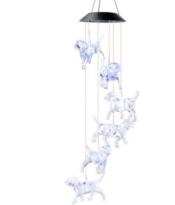 China Multi-Function Solar Powered Dog Wind Chime Light for Garden Color Changing Garden Decor Lamp Decoration LED Solar Hanging Lights for sale