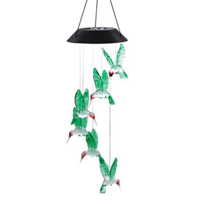 China Multifunctional Wind Rings Amazon Hot Sale LED Solar Hummingbird Wind Chime Garden Party Decoration Windchime for sale