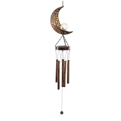 China Multi-Functional Wind Chimes Hot Selling Amazon Moon Solar Light Hanging Wind Chimes Decor Garden Windchime for sale