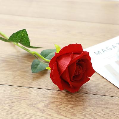 China Wholesale Cheap Popular Minimalist Amazon Decoration Wedding Artificial Flowers Dried Curvature Decorative Flannel Rose Artificial Flower for sale