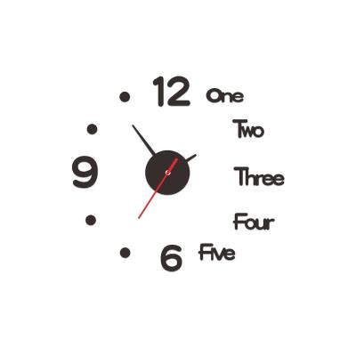 China Creative 3D Movement 3D Movement Seconds Digital Alarm Clock DIY Style Acrylic Stereo Mute Home Wall Clock Sticker Antique Wall Clock for sale