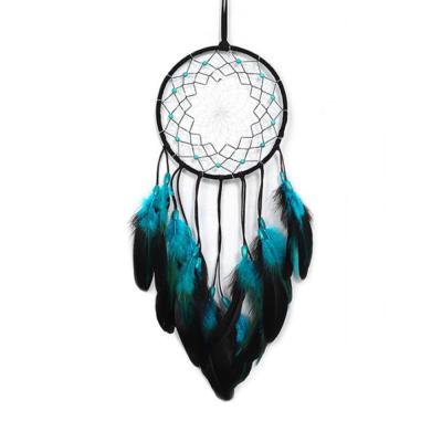 China Unique Hot-selling Dreamcatcher Amazon Feather Blue Dream Catcher Pendant Wind Rings Pendant Dreamcatcher For Home Decor for sale