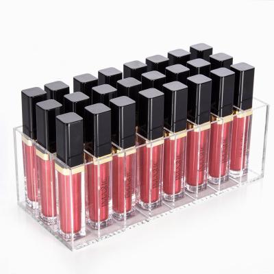 China Amazon Viable Hot Selling Makeup Container 24 Slots Lip Gloss Holder Clear Acrylic Lipstick Storage Organizer for sale