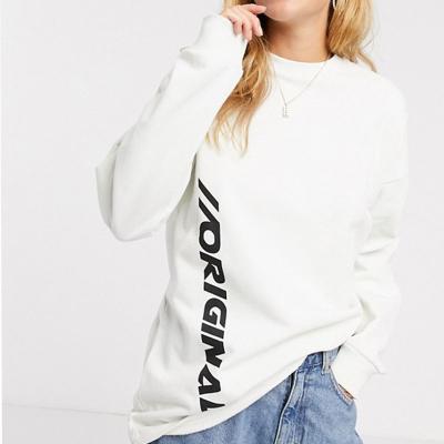 China High Quality Cotton Oversized White Women's Anti-pilling Sweater Fashion Women's Long Sweatshirt for sale