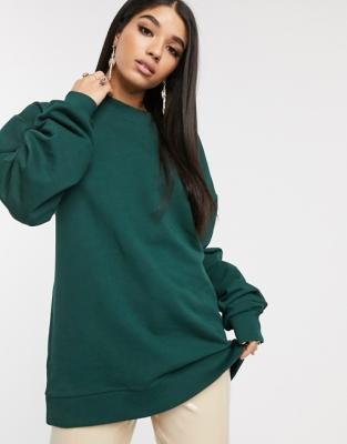 China Dark Green Fashionable Breathable Anti-pilling Girl Crewneck Sweatshirt Women Oversize Pullover for sale