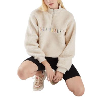 China 2022 New Design Anti-pilling Collar Winter Residence High Zipper Wool Knitted Jumper Pullover Ladies Casual Embroidery Sweater For Women for sale