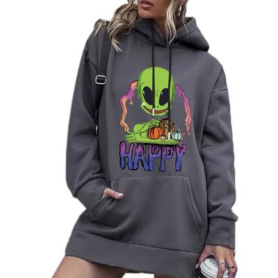 China Anti-pilling 2022 Women Plus Size Letter Graphic Hoodie Long Length Hooded Sweatshirt Dress for sale