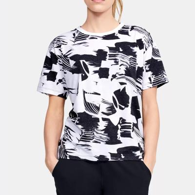 China Factory Custom Anti-Pilling Premium Printing Oversized Graphic Women's Heavy Cotton T-Shirts Black And White for sale