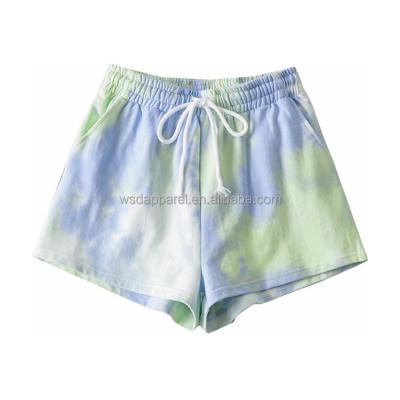 China QUICK DRY 100% Cotton 330gsm Womens Tie Dyed Shorts With Custom Tie Dyed Shorts for sale