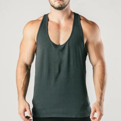 China Casual OEM Preshrunk Gym Tank Tops Mens Custom Logo Deep Neck Tank Top for sale