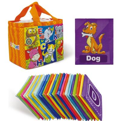 China Hot Sale 26 Postcards Learning Resources Letters STUFFED Cloth Cards With Cloth Bag Early Education Toys for sale