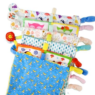 China 6 Themes PORTABLE Baby Safety Tag Blanket Colorful Soft Touch Soothe Towel for Newborn Toddlers Baby Wraps for sale