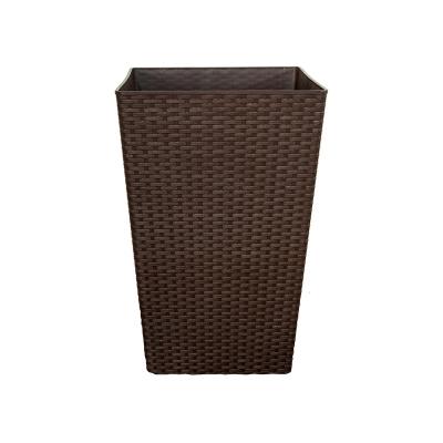 China Plant Pot Square Poly Polypropylene Plastic Planter Look Lightweight Modern Large Rattan For Indoor Outdoor Use for sale