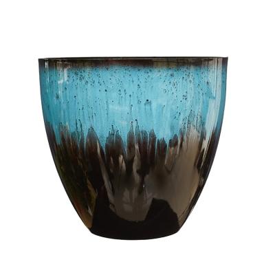 China Modern Flower Pot Durable Resin Glazed Vietnam Planters For Outdoor Indoor Decor for sale