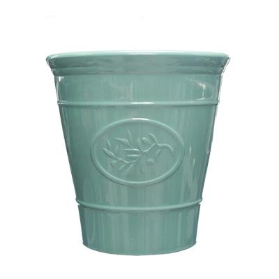 China Modern Gallon Glazed Garden Pot Logo Design Flower Bucket Planter Factory Pots Manufacturers for sale