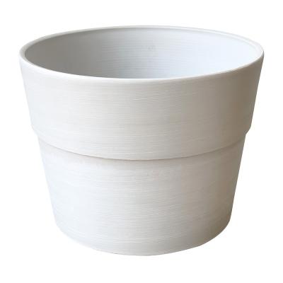 China 10 Inch Lightweight Simple White Decorative Resin Effect Indoor Plant Pots Plastic Ceramic Planters for sale