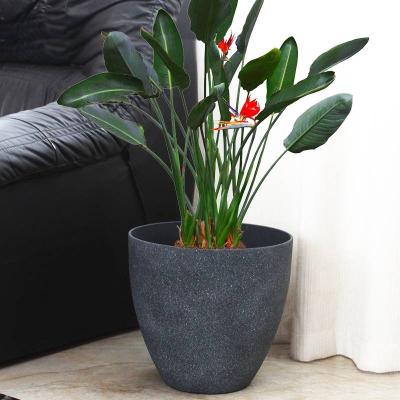 China Flower Sandstone Effect Garden Decorative Accessories Amazon Painting Sandstone Finish Planter Pots Hot Selling Plastic Flower Pot for sale