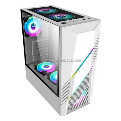 China With Fan Stable Quality White Full Shinny White Color R17 ARGB Gamer Gaming Casing for sale