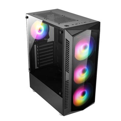 China With RGB ATX µ ATX Gaming Computer Case Desktop PC Case Tempered Glass ATX Plastic Fan Stocked Computer Case-R06-Glass for sale