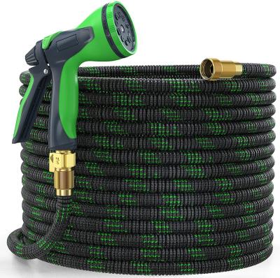 China 2022 Version Adjustable Upgraded Expanding Garden Hose 3 Layers Water Core Latex High Tenacity Brass Fitting Pipe Solid Cloth Outdoor Cover for sale