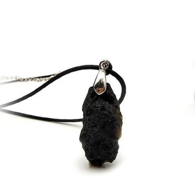 China China StoneTektite Stone Tektite Pendant Black Moldavite Aeroliths Energy Free Necklace Cute Natural Crystal Green Rope Pendant Stony Meteorite for sale