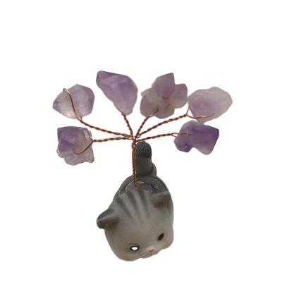 China Europe Christmas Wholesale Crystal Tree Healing Amethyst Flower Lucky Tree For Christmas Gifts for sale