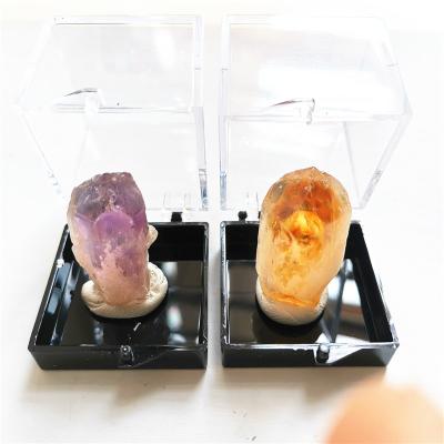 China Crystal Wand Point Tower Raw China Amethyst Reiki Desktop Decoration Gemstone Specimen Healing Mineral Rare Stone Natural Citrine Box for sale