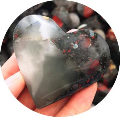 China China Wholesale Natural Hand Carved Polished People Crafts African Love Heart Bloodstone Heart Shape For Decoration for sale